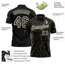 Charger l'image dans la galerie, Custom Black Olive-White 3D Pattern Abstract Network Crackle Performance Polo Shirt