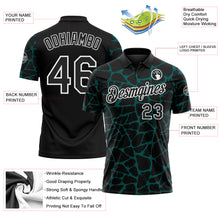 Load image into Gallery viewer, Custom Black Midnight Green-White 3D Pattern Abstract Network Crackle Performance Polo Shirt
