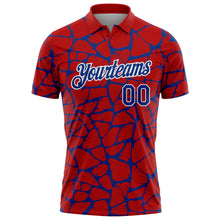 Загрузить изображение в средство просмотра галереи, Custom Red Royal-White 3D Pattern Abstract Network Crackle Performance Polo Shirt