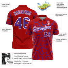Загрузить изображение в средство просмотра галереи, Custom Red Purple-White 3D Pattern Abstract Network Crackle Performance Polo Shirt