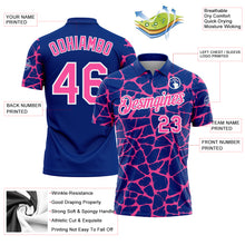Laden Sie das Bild in den Galerie-Viewer, Custom Royal Pink-White 3D Pattern Abstract Network Crackle Performance Polo Shirt