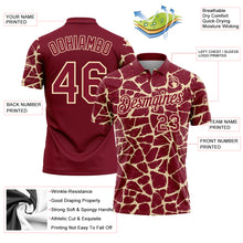 Laden Sie das Bild in den Galerie-Viewer, Custom Crimson-Cream 3D Pattern Abstract Network Crackle Performance Polo Shirt
