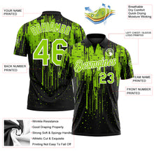 Laden Sie das Bild in den Galerie-Viewer, Custom Black Neon Green-White Dripping Splatter Paint Performance Polo Shirt