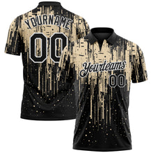 Laden Sie das Bild in den Galerie-Viewer, Custom Black City Cream-White Dripping Splatter Paint Performance Polo Shirt