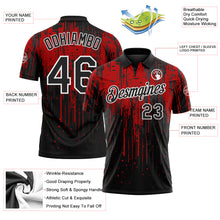 Laden Sie das Bild in den Galerie-Viewer, Custom Black Red-White Dripping Splatter Paint Performance Polo Shirt