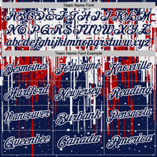 Laden Sie das Bild in den Galerie-Viewer, Custom Navy Red-White Dripping Splatter Paint Performance Polo Shirt