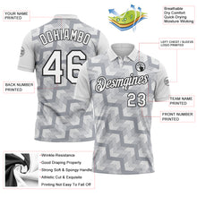 Laden Sie das Bild in den Galerie-Viewer, Custom White Gray-Black Geometric Block Diagonal Line Hatching Performance Polo Shirt