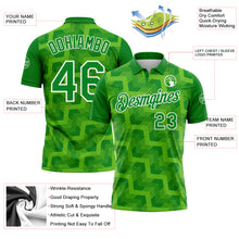 Laden Sie das Bild in den Galerie-Viewer, Custom Grass Green Aurora Green-White Geometric Block Diagonal Line Hatching Performance Polo Shirt