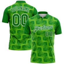 Laden Sie das Bild in den Galerie-Viewer, Custom Grass Green Aurora Green-White Geometric Block Diagonal Line Hatching Performance Polo Shirt
