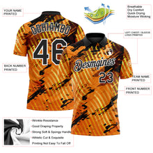 Charger l'image dans la galerie, Custom Black Gold-White Abstract Grunge Splatter Diagonal Stripe Performance Polo Shirt