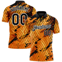 Charger l'image dans la galerie, Custom Black Gold-White Abstract Grunge Splatter Diagonal Stripe Performance Polo Shirt