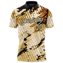 Загрузить изображение в средство просмотра галереи, Custom Black-Cream Abstract Grunge Splatter Diagonal Stripe Performance Polo Shirt