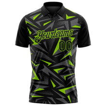 Charger l'image dans la galerie, Custom Black Steel Gray-Neon Green Cyber Mecha E-sport Geometric Shards Spike Performance Polo Shirt
