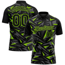 Charger l'image dans la galerie, Custom Black Steel Gray-Neon Green Cyber Mecha E-sport Geometric Shards Spike Performance Polo Shirt