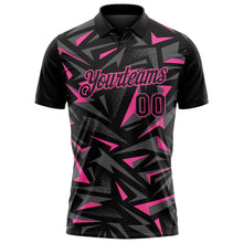 Charger l'image dans la galerie, Custom Black Steel Gray-Pink Cyber Mecha E-sport Geometric Shards Spike Performance Polo Shirt