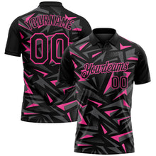 Charger l'image dans la galerie, Custom Black Steel Gray-Pink Cyber Mecha E-sport Geometric Shards Spike Performance Polo Shirt
