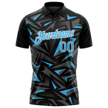 Charger l'image dans la galerie, Custom Black Sky Blue Steel Gray-White Cyber Mecha E-sport Geometric Shards Spike Performance Polo Shirt