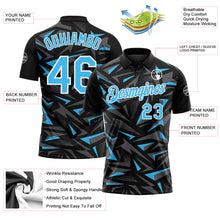 Charger l'image dans la galerie, Custom Black Sky Blue Steel Gray-White Cyber Mecha E-sport Geometric Shards Spike Performance Polo Shirt