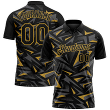 Загрузить изображение в средство просмотра галереи, Custom Black Steel Gray-Old Gold Cyber Mecha E-sport Geometric Shards Spike Performance Polo Shirt