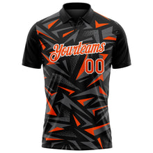 Load image into Gallery viewer, Custom Black Orange Steel Gray-White Cyber Mecha E-sport Geometric Shards Spike Performance Polo Shirt