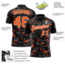 Load image into Gallery viewer, Custom Black Orange Steel Gray-White Cyber Mecha E-sport Geometric Shards Spike Performance Polo Shirt
