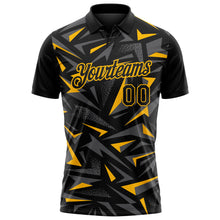 Laden Sie das Bild in den Galerie-Viewer, Custom Black Steel Gray-Gold Cyber Mecha E-sport Geometric Shards Spike Performance Polo Shirt
