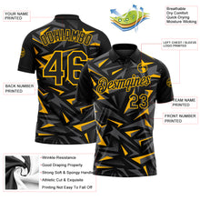 Laden Sie das Bild in den Galerie-Viewer, Custom Black Steel Gray-Gold Cyber Mecha E-sport Geometric Shards Spike Performance Polo Shirt
