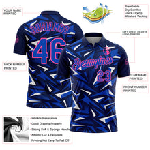 Charger l'image dans la galerie, Custom Navy Thunder Blue White-Pink Cyber Mecha E-sport Geometric Shards Spike Performance Polo Shirt
