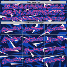 Charger l'image dans la galerie, Custom Navy Thunder Blue White-Pink Cyber Mecha E-sport Geometric Shards Spike Performance Polo Shirt