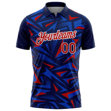 Laden Sie das Bild in den Galerie-Viewer, Custom Navy Red Thunder Blue-White Cyber Mecha E-sport Geometric Shards Spike Performance Polo Shirt