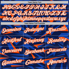 Load image into Gallery viewer, Custom Navy White Thunder Blue-Orange Cyber Mecha E-sport Geometric Shards Spike Performance Polo Shirt