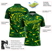 Загрузить изображение в средство просмотра галереи, Custom Green Grass Green-Light Yellow Cyber Mecha E-sport Geometric Shards Spike Performance Polo Shirt