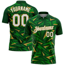Charger l'image dans la galerie, Custom Green White Grass Green-Old Gold Cyber Mecha E-sport Geometric Shards Spike Performance Polo Shirt