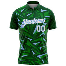 Charger l'image dans la galerie, Custom Green White Grass Green-Light Blue Cyber Mecha E-sport Geometric Shards Spike Performance Polo Shirt
