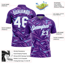 Load image into Gallery viewer, Custom Purple White Medium Purple-Light Blue Cyber Mecha E-sport Geometric Shards Spike Performance Polo Shirt