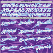 Load image into Gallery viewer, Custom Purple White Medium Purple-Light Blue Cyber Mecha E-sport Geometric Shards Spike Performance Polo Shirt