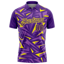 Charger l'image dans la galerie, Custom Purple Medium Purple-Light Yellow Cyber Mecha E-sport Geometric Shards Spike Performance Polo Shirt