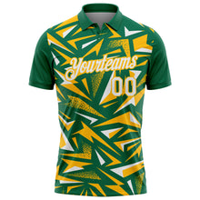 Charger l'image dans la galerie, Custom Kelly Green White-Gold Cyber Mecha E-sport Geometric Shards Spike Performance Polo Shirt