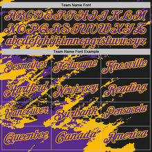 Charger l'image dans la galerie, Custom Black Purple-Gold Brush Stroke Shatter Splatter Performance Polo Shirt