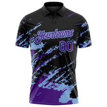 Загрузить изображение в средство просмотра галереи, Custom Black Purple-Light Blue Brush Stroke Shatter Splatter Performance Polo Shirt