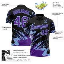 Загрузить изображение в средство просмотра галереи, Custom Black Purple-Light Blue Brush Stroke Shatter Splatter Performance Polo Shirt