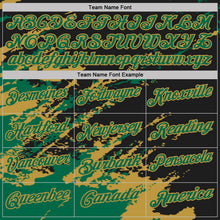 Load image into Gallery viewer, Custom Black Kelly Green-Old Gold Brush Stroke Shatter Splatter Performance Polo Shirt