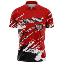 Load image into Gallery viewer, Custom Red Black-White Brush Stroke Shatter Splatter Performance Polo Shirt