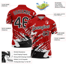 Load image into Gallery viewer, Custom Red Black-White Brush Stroke Shatter Splatter Performance Polo Shirt