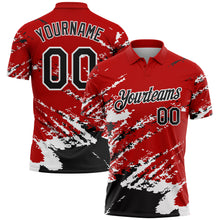 Load image into Gallery viewer, Custom Red Black-White Brush Stroke Shatter Splatter Performance Polo Shirt