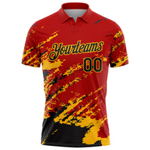 Load image into Gallery viewer, Custom Red Black-Gold Brush Stroke Shatter Splatter Performance Polo Shirt