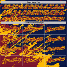 Load image into Gallery viewer, Custom Navy Crimson-Gold Brush Stroke Shatter Splatter Performance Polo Shirt