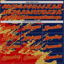 Laden Sie das Bild in den Galerie-Viewer, Custom Navy Red-Old Gold Brush Stroke Shatter Splatter Performance Polo Shirt