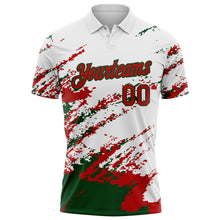 Load image into Gallery viewer, Custom White Red-Green Brush Stroke Shatter Splatter Performance Polo Shirt