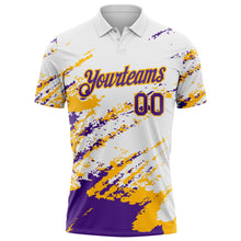 Charger l'image dans la galerie, Custom White Purple-Gold Brush Stroke Shatter Splatter Performance Polo Shirt